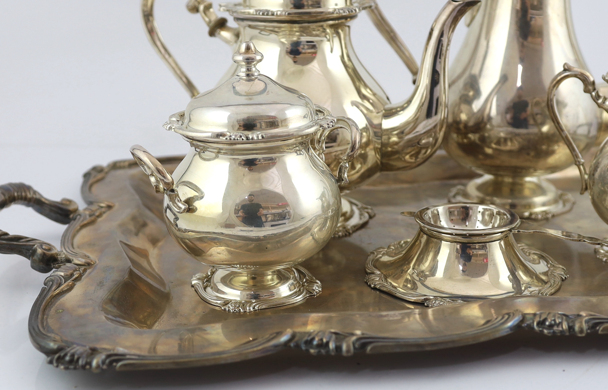 A 20th century Peruvian Camusso 925 sterling six piece tea and coffee service